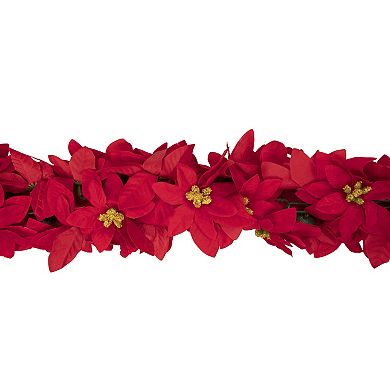 Northlight Red Artificial Poinsettia Floral Christmas Garland