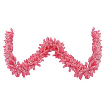 Northlight Pre-lit Flocked Pink Artificial Christmas Garland