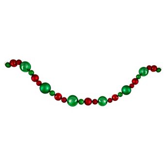 Northlight Red & Green 3-Finish Shatterproof Ball Christmas Garland