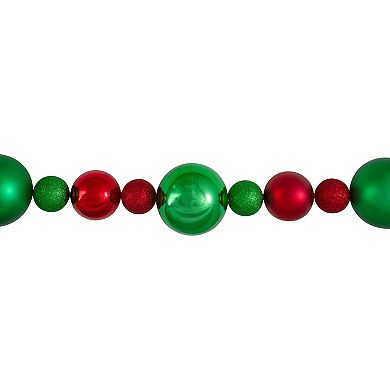 Northlight Red & Green 3-Finish Shatterproof Ball Christmas Garland