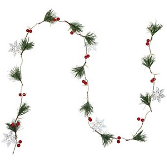 Northlight 6-ft. Pre-Lit LED Pine Berry & Snowflake Artificial Christmas Garland