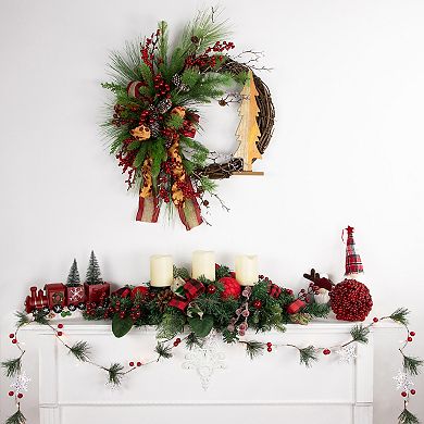 Northlight 6-ft. Pre-Lit LED Pine Berry & Snowflake Artificial Christmas Garland