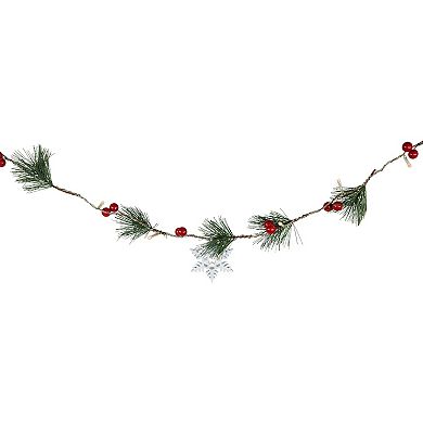 Northlight 6-ft. Pre-Lit LED Pine Berry & Snowflake Artificial Christmas Garland