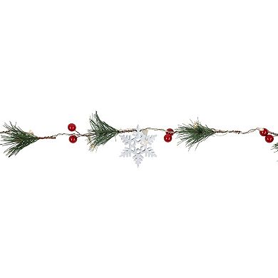 Northlight 6-ft. Pre-Lit LED Pine Berry & Snowflake Artificial Christmas Garland