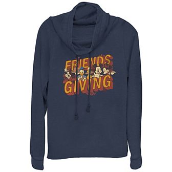 Disney's Mickey Mouse And Friends Friendsgiving Plus Size Cowlneck Graphic Lightweight Long Sleeve