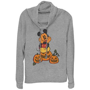 Disney's Mickey Mouse Pumpkin Patch Plus Size Cowlneck Graphic Lightweight Long Sleeve