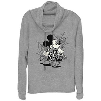 Disney's Mickey Mouse Skeleton Trick Or Treater Plus Size Cowlneck Graphic Lightweight Long Sleeve