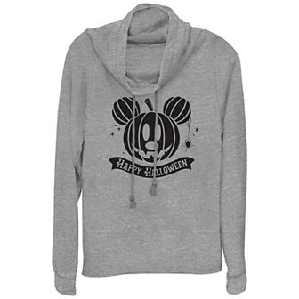 Disney's Mickey Mouse Jack O Lantern Happy Halloween Plus Size Cowlneck Graphic Lightweight Long Sleeve