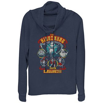 Disney's The Nightmare Before Christmas Halloween Lineup Plus Size Cowlneck Graphic Lightweight Long Sleeve