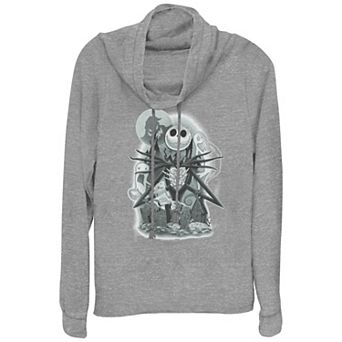 Disney's The Nightmare Before Christmas Jack Skellington Cemetery Plus Size Cowlneck Graphic Lightweight Long Sleeve