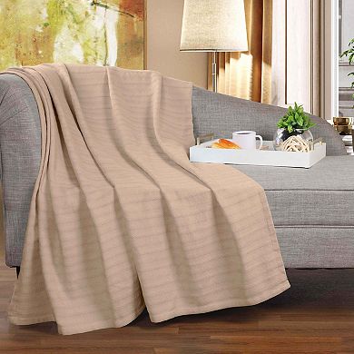 SUPERIOR Clara Cotton Textured Striped Lightweight Woven Blanket