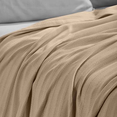 SUPERIOR Clara Cotton Textured Striped Lightweight Woven Blanket