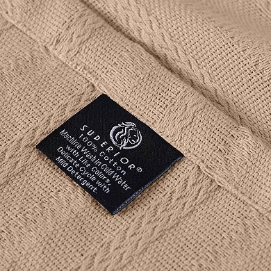 SUPERIOR Clara Cotton Textured Striped Lightweight Woven Blanket