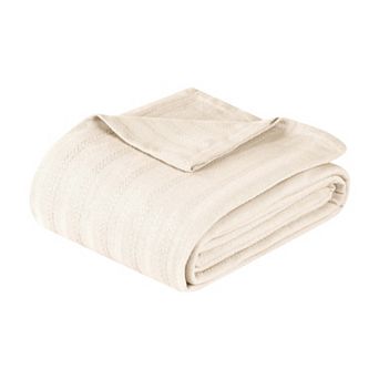 SUPERIOR Clara Cotton Textured Striped Lightweight Woven Blanket