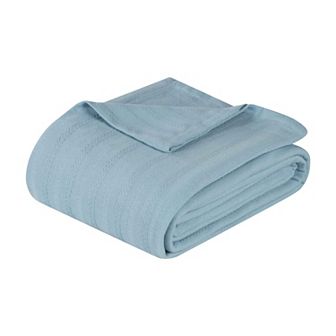 SUPERIOR Clara Cotton Textured Striped Lightweight Woven Blanket