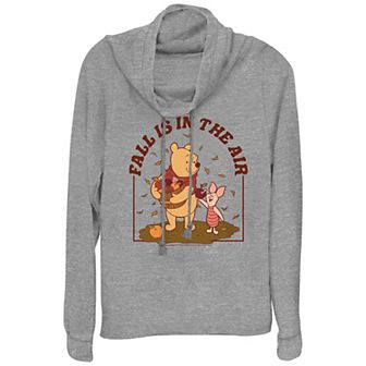 Disney's Winnie The Pooh Fall Is In The Air Plus Size Cowlneck Graphic Lightweight Long Sleeve