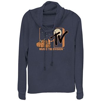 Plus Size MTV Pumpkin Patch Logo Cowlneck Graphic Lightweight Long Sleeve