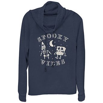 Plus Size Nickelodeon SpongeBob SquarePants And Patrick Spooky Vibes Cowlneck Graphic Lightweight Long Sleeve