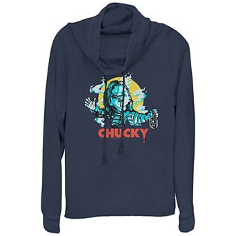Plus Size Chucky Is Here Cowlneck Graphic Lightweight Long Sleeve