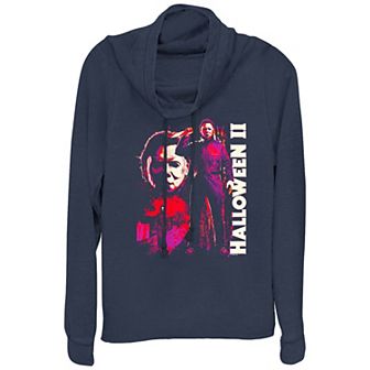 Plus Size Halloween II Michael Myers Cowlneck Graphic Lightweight Long Sleeve
