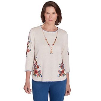 Women's Alfred Dunner Paisley Floral Top with Detachable Necklace