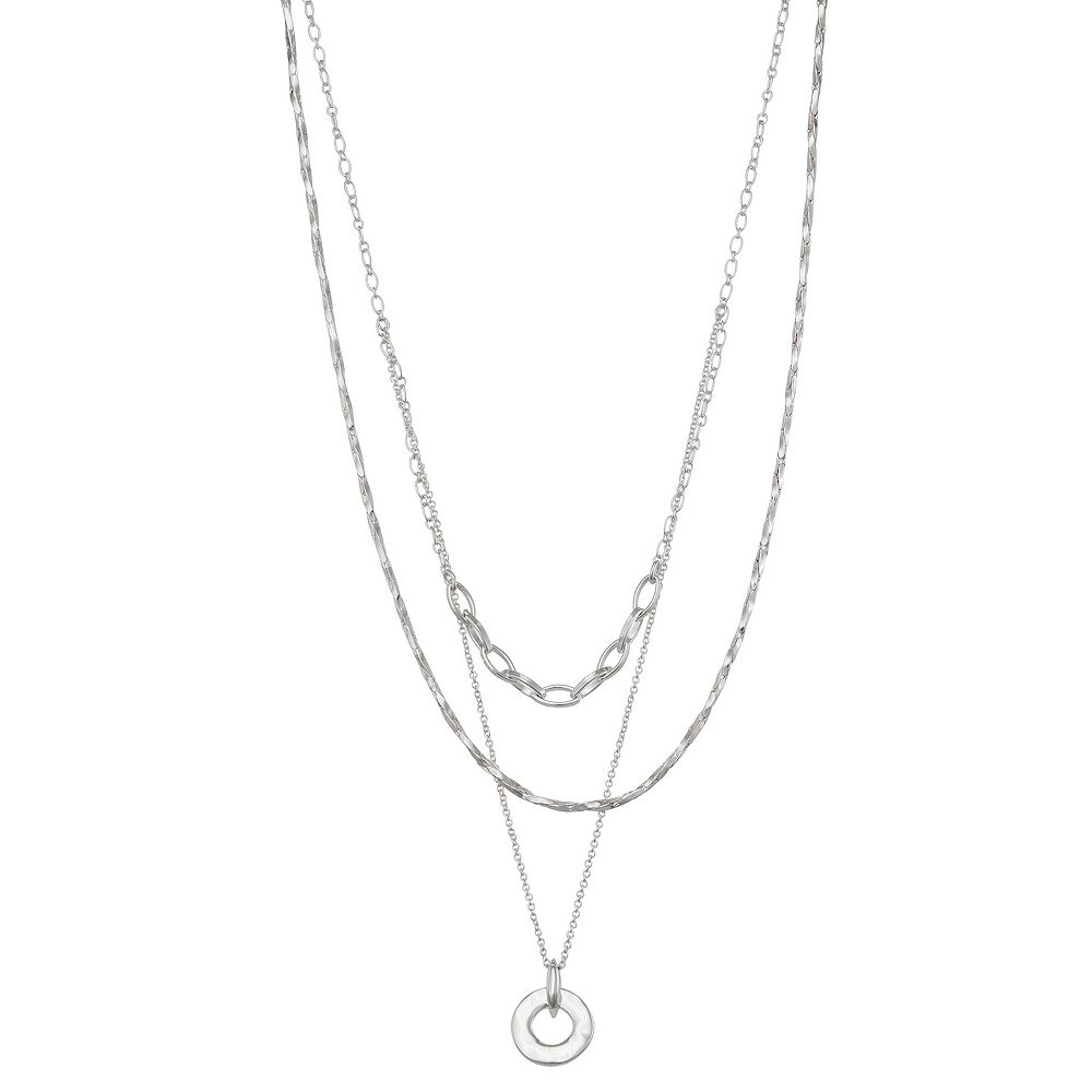 Minimalist Silver-Tone Sunburst Disc Pendant Necklace