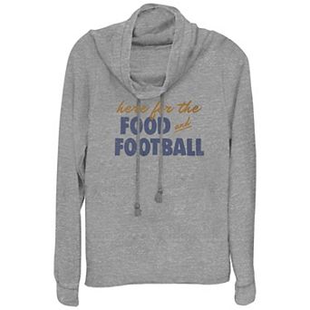 Plus Size Here For The Food And Football Cowlneck Graphic Lightweight Long Sleeve