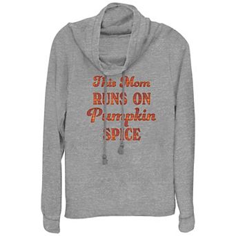 Plus Size This Mom Runs On Pumpkin Spice Cowlneck Graphic Lightweight Long Sleeve