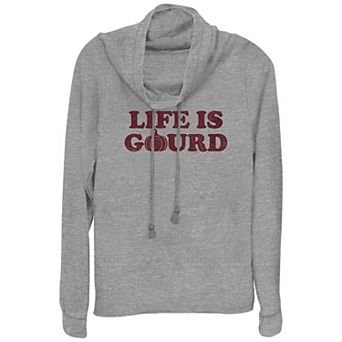 Plus Size Life Is Gourd Cowlneck Graphic Lightweight Long Sleeve