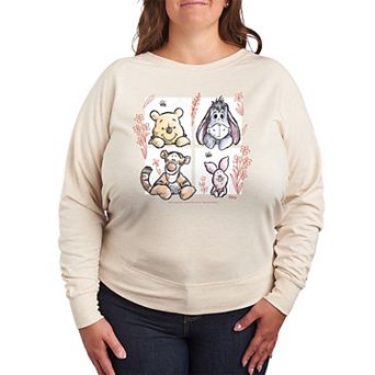 Disney's Winnie The Pooh Floral Grid French Terry Long Sleeve Tee