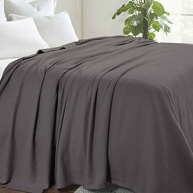 SUPERIOR Metro Zig-Zag Chevron All-Season Cotton Throw Blanket