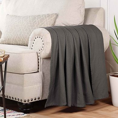 SUPERIOR Metro Zig-Zag Chevron All-Season Cotton Throw Blanket