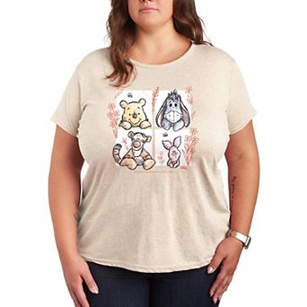 Disney's Winnie The Pooh Floral Grid Graphic Tee