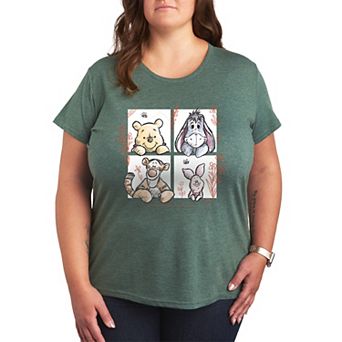 Disney's Winnie The Pooh Floral Grid Graphic Tee