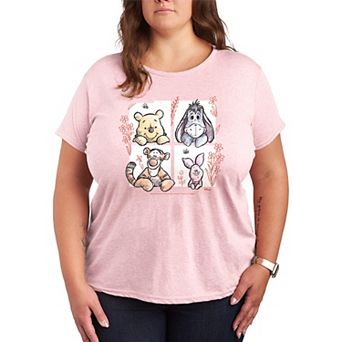 Disney's Winnie The Pooh Floral Grid Graphic Tee