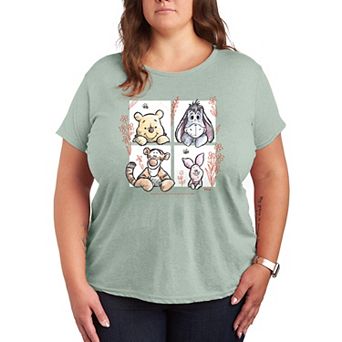 Disney's Winnie The Pooh Floral Grid Graphic Tee