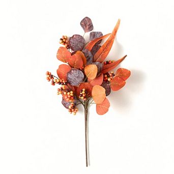 Haven Living 18" Artificial Orange Fall Berry Eucalyptus Pick