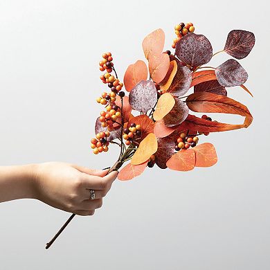 Haven Living 18" Artificial Orange Fall Berry Eucalyptus Pick