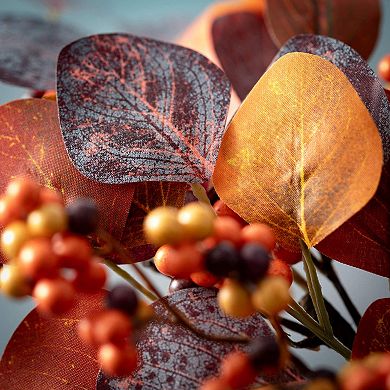 Haven Living 18" Artificial Orange Fall Berry Eucalyptus Pick