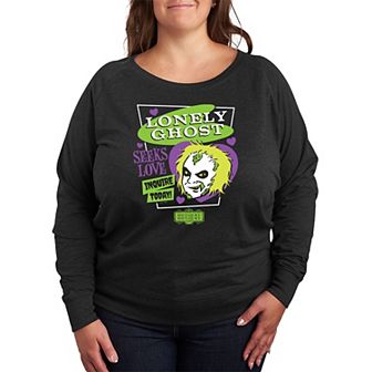 Plus Size Beetlejuice 2 Lonely Ghost French Terry Long Sleeve Tee