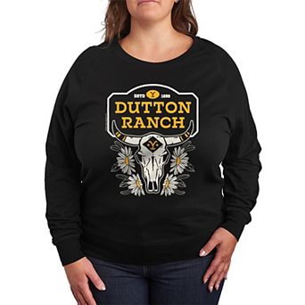 Plus Size Yellowstone Dutton Ranch Skull French Terry Long Sleeve Tee