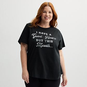Plus Size I Have A Good Heart But This Mouth Graphic Tee