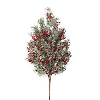 Haven Living 25" Artificial Christmas Cedar Red Berry Spray