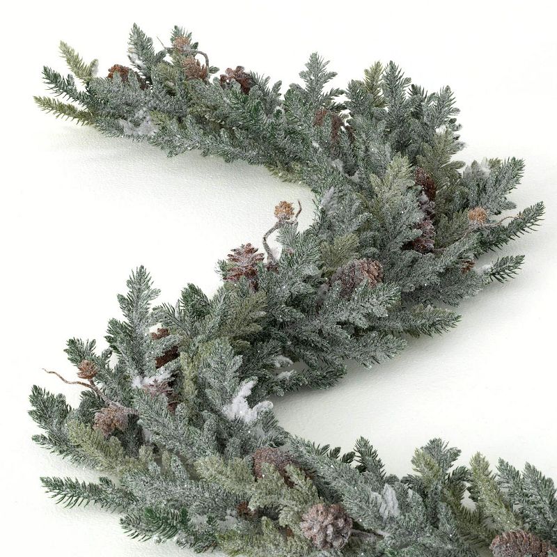 72 L Sullivans Artificial Frosted Pine Pinecone Christmas Garland  Green-White