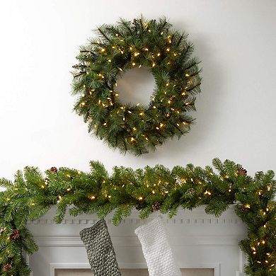 Haven Living 9 ft. Artificial Lit Pine And Cone Christmas Garland