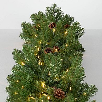 Haven Living 9 ft. Artificial Lit Pine And Cone Christmas Garland