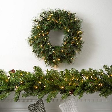 Haven Living 9 ft. Artificial Lit Pine And Cone Christmas Garland