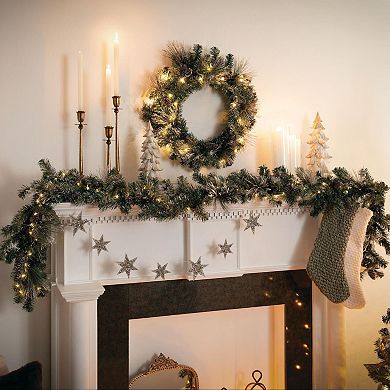 Haven Living 9 ft. LED Flocked Pine Artificial Christmas Garland with Pinecones
