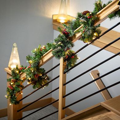 Haven Living 9-ft. Artificial LED Mixed Pine Pinecones & Berries Artificial Christmas Garland