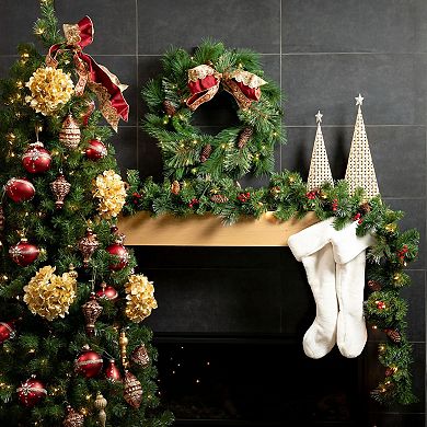 Haven Living 9-ft. Artificial LED Mixed Pine Pinecones & Berries Artificial Christmas Garland